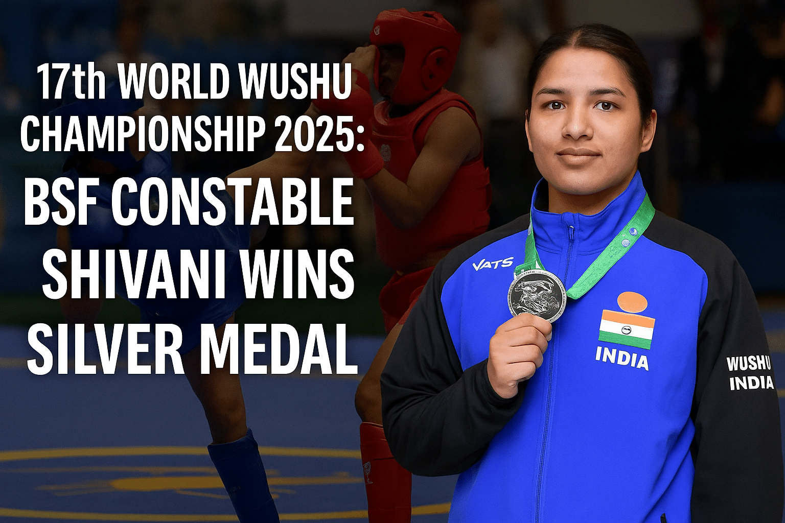 bsf constable shivani wins silver medal in 17th world wushu championship 2025