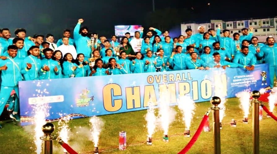 India secured the top position by winning a total of 58 medals at the 4th south asian athletics championships 2025