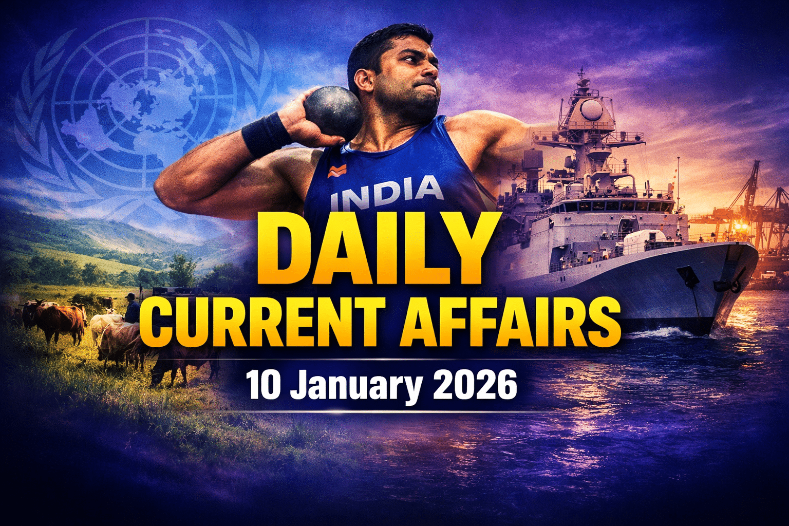 10 January 2026 Current Affairs in Hindi for Army GD, SSC, Airforce Agniveer, Navy MR/SSR , etc. Exams by Army Study