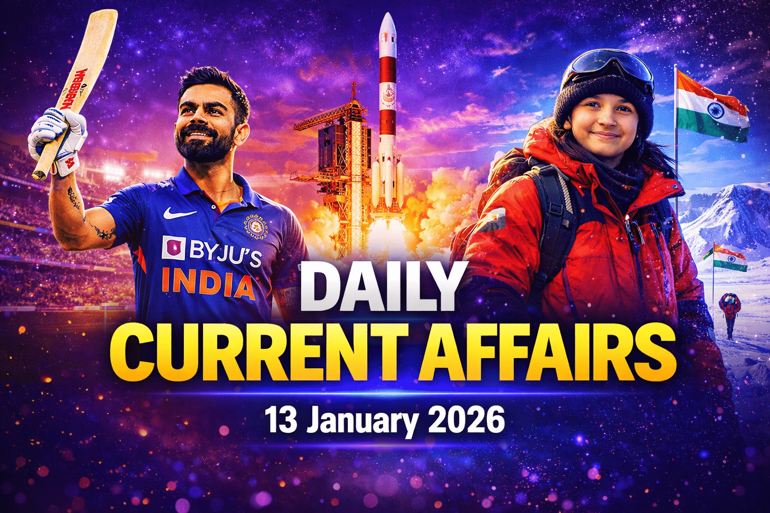 13 January 2026 Current Affairs in Hindi for Army GD, SSC, Airforce Agniveer, Navy MR/SSR , etc. Exams by Army Study