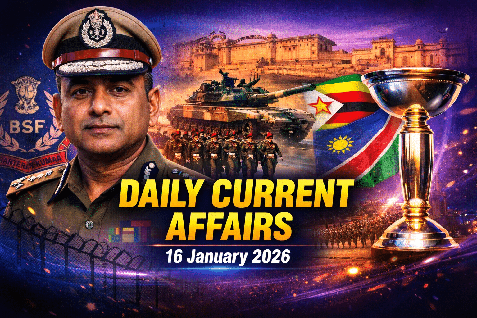 16 January 2026 Current Affairs in Hindi for Army GD, SSC, Airforce Agniveer, Navy MR/SSR , etc. Exams by Army Study
