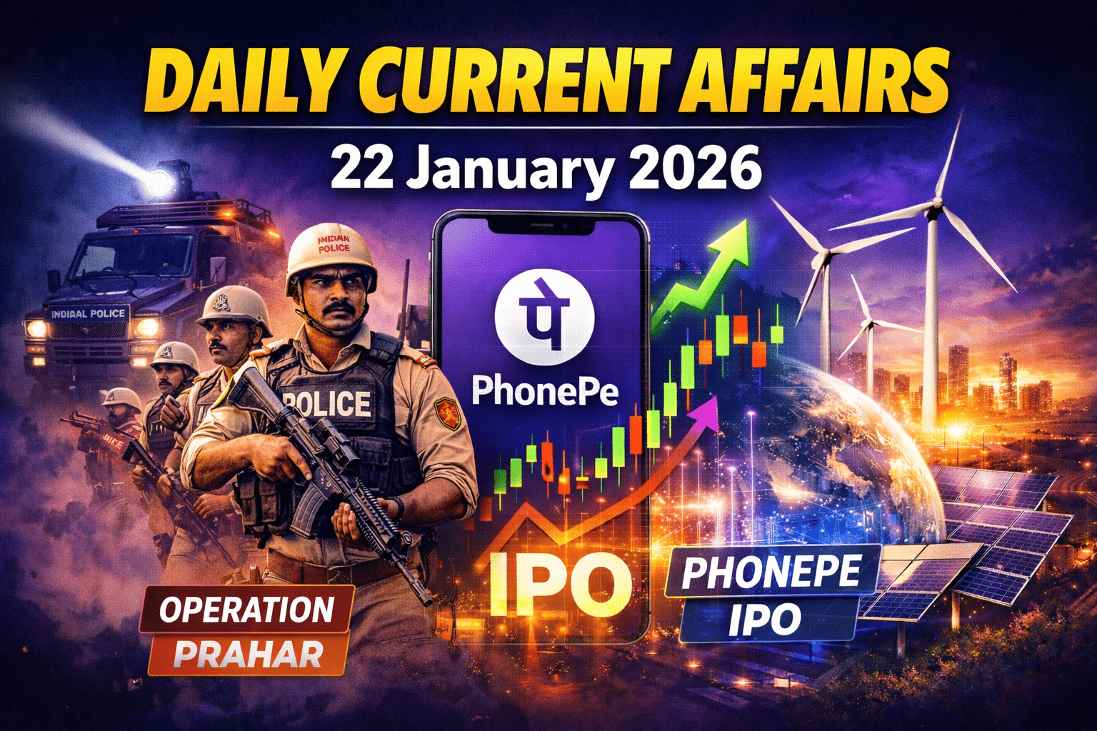 22 January 2026 Current Affairs in Hindi for Army GD, SSC, Airforce Agniveer, Navy MR/SSR , etc. Exams by Army Study