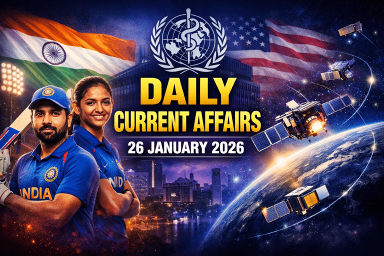 26 january 2026 current affairs in hindi for army gd, ssc, airforce agniveer, navy mr/ssr , etc. Exams by army study