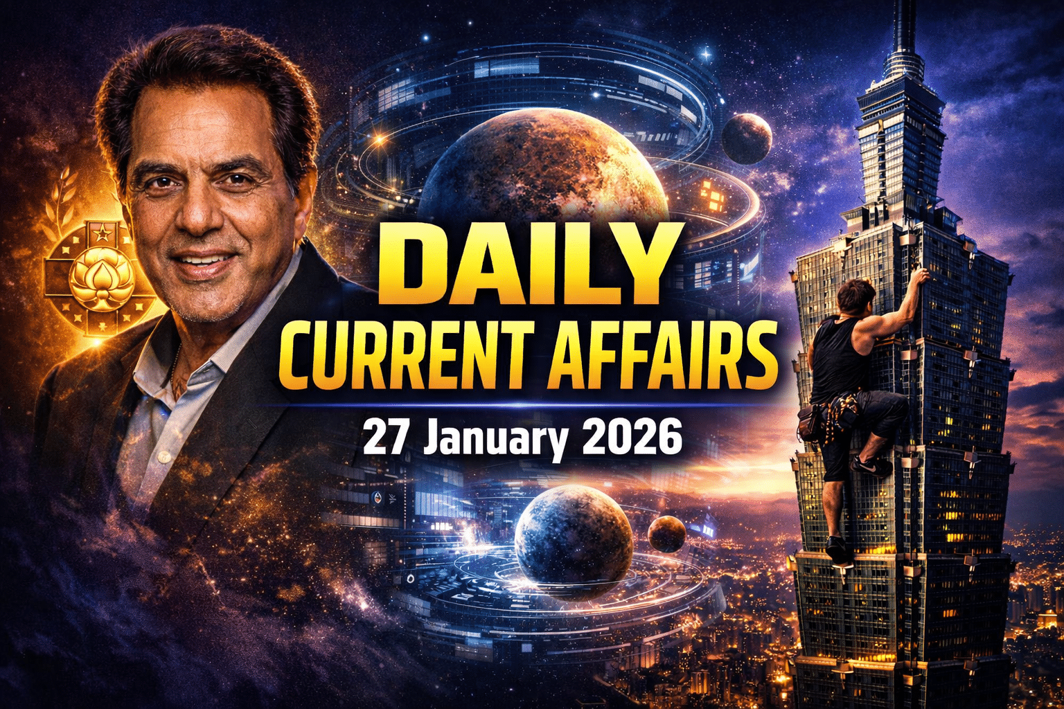 27 January 2026 Current Affairs in Hindi for Army GD, SSC, Airforce Agniveer, Navy MR/SSR , etc. Exams by Army Study