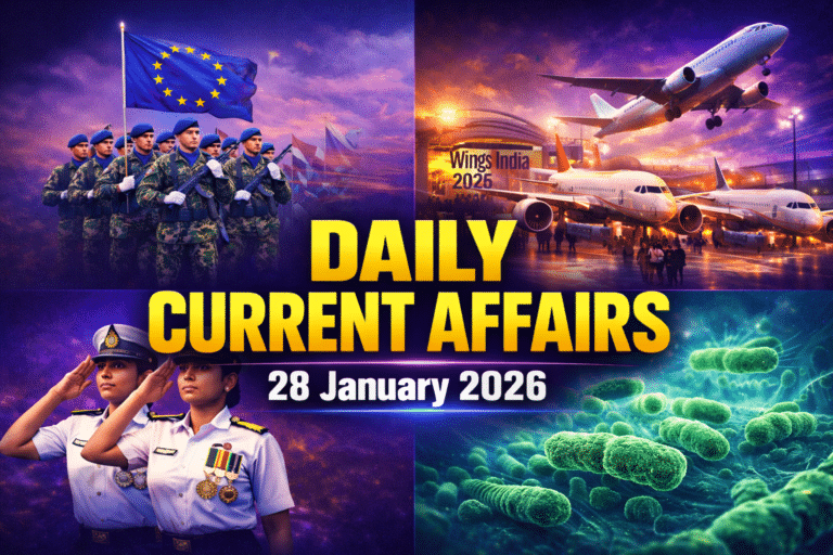 28 january 2026 current affairs in hindi for army gd, ssc, airforce agniveer, navy mr/ssr , etc. Exams by army study
