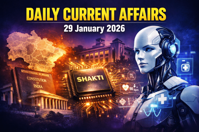 29 january 2026 current affairs in hindi for army gd, ssc, airforce agniveer, navy mr/ssr , etc. Exams by army study