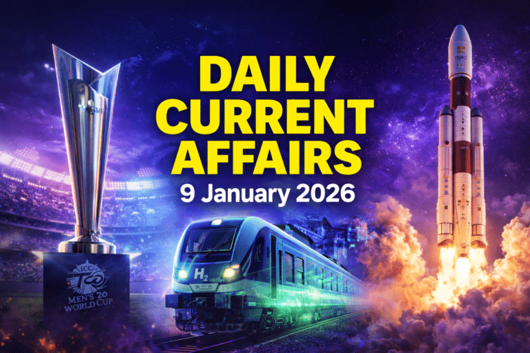 9 january 2026 current affairs in hindi for army gd, ssc, airforce agniveer, navy mr/ssr , etc. Exams by army study