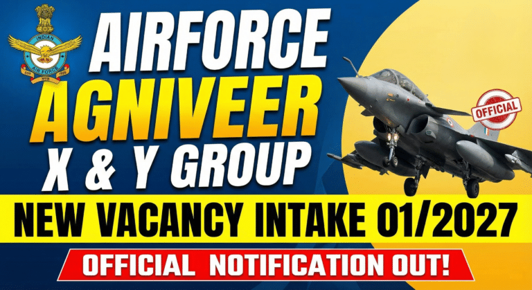 Airforce agniveer x & y group official notification intake 012027 out