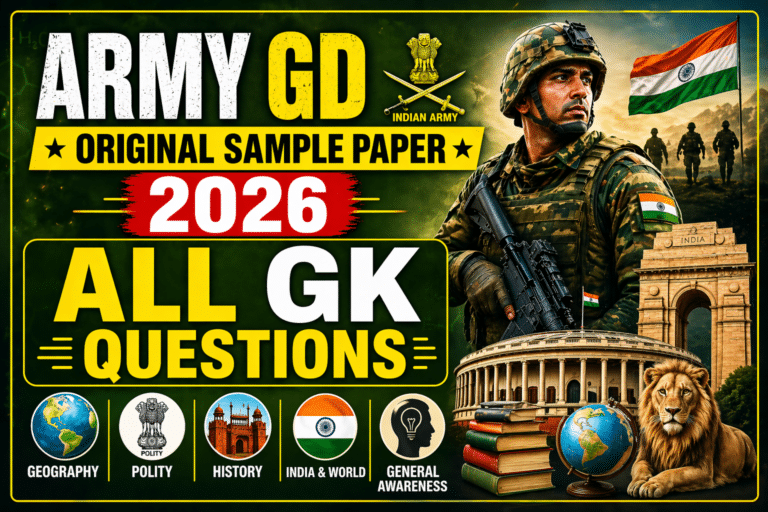 Army gd original sample paper 2026 - all gk questions