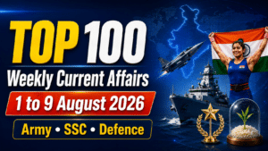 Top 100 weekly current affairs mcq in hindi (1 to 9 august) for army, ssc & defence exams