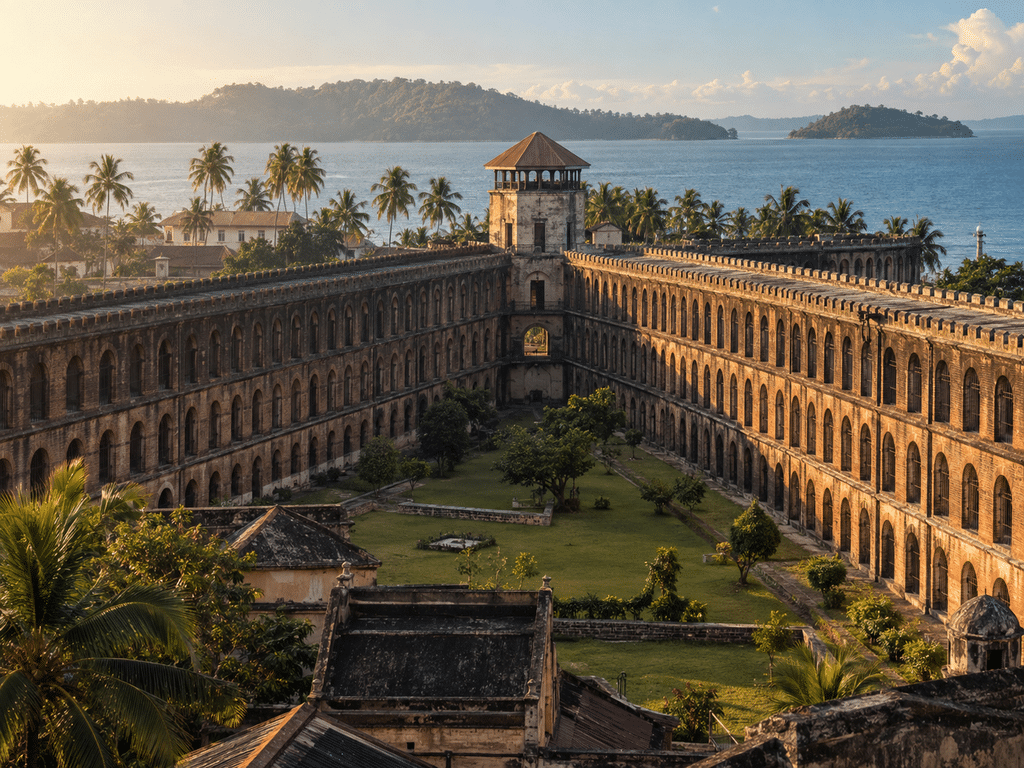 Historic cellular jail representing the colonial penal settlement of the andaman islands in port blair.